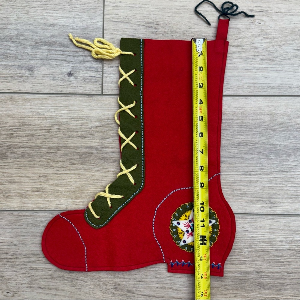 Vintage 70’s handmade Felt Christmas Stocking Appliqué Embroidered Boho‎ - Picture 7 of 9